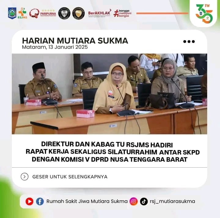 DIREKTUR DAN KABAG TU RSJMS HADIRI RAPAT KERJA SEKALIGUS SILATURRAHIM ANTAR SKPD DENGAN KOMISI V DPRD NUSA TENGGARA BARAT